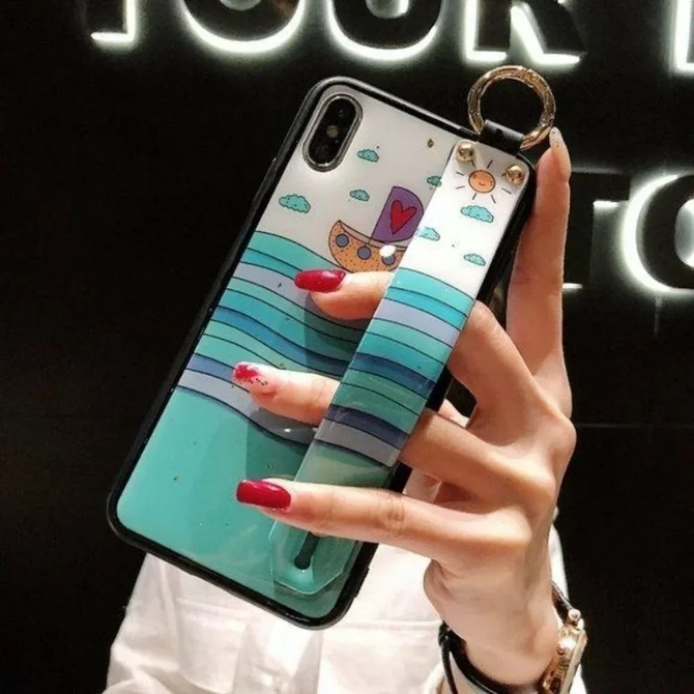 Boat Gold Foil Wristband Stand Phone Case